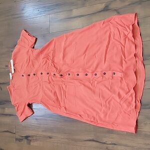 Roolee Button Down Midi Dress, Size M, Color Salmon